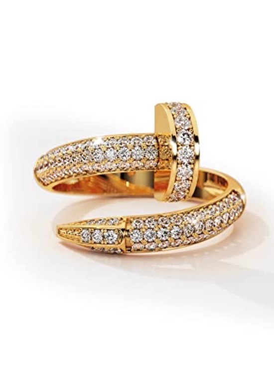 Anthropologie Jewelry - Gold Pave Double Band Ring with Clear Cubic Zirconia
